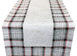 Gobelínový behúň na stôl Tartan šedohnedý Chenille IT025