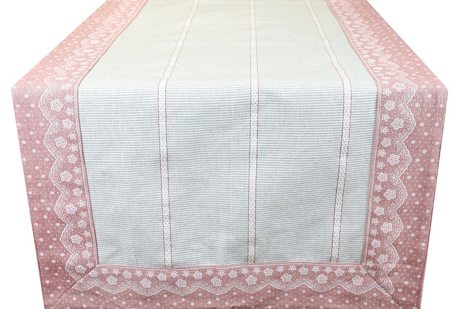 Bavlnený behúň na stôl pudrovo-ružový 45x150 cm 