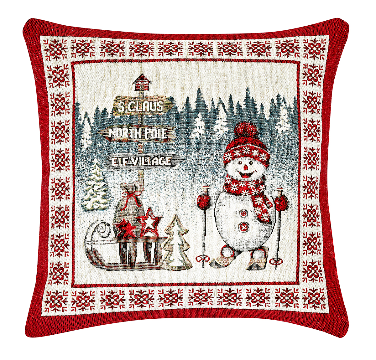 Vianočná gobelínová obliečka na vankúš 42x42 cm Chenille IT037