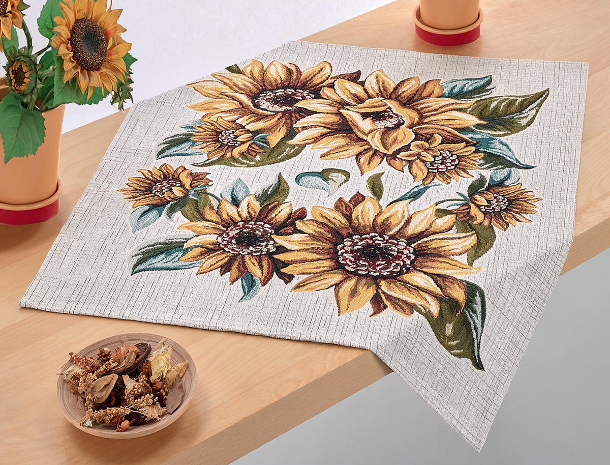 Gobelinový obrus na stôl 90x90 cm Slnečnice Chenille IT120